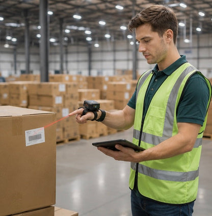 Wearable Bluetooth Barcode Scanner – Wireless Finger Glove Scanner for 1D QR Codes, Warehouses and Inventory Management