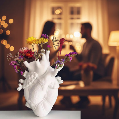 Anatomical Heart Flower Vase - Creative Resin Heart Shaped Planter for Desktop Decor, Gothic Displays and Unique Gifts