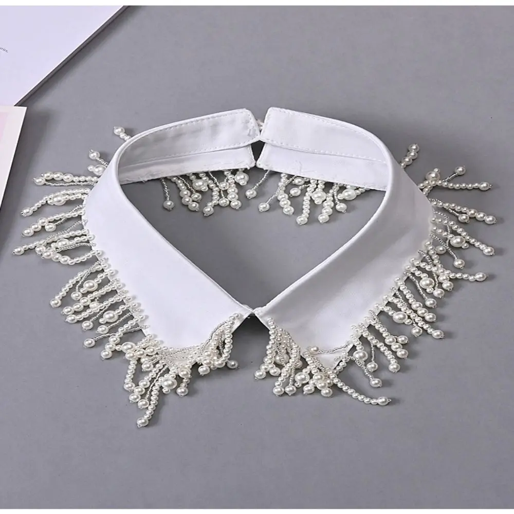 Removable Pearl Fake Collar - Elegant Detachable Shirt Collar Accessory for Fashion Layering and Style Enhancement