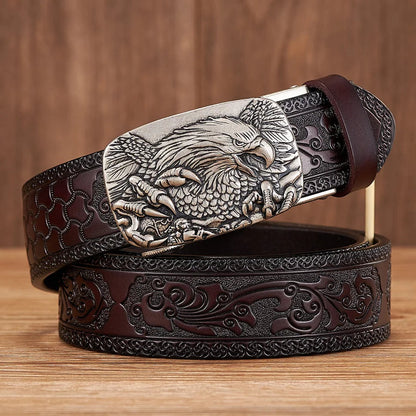 Genuine Leather Men's Belt - Automatic Buckle Cowhide Waist Strap for Business Wear, Jeans and Formal Occasions