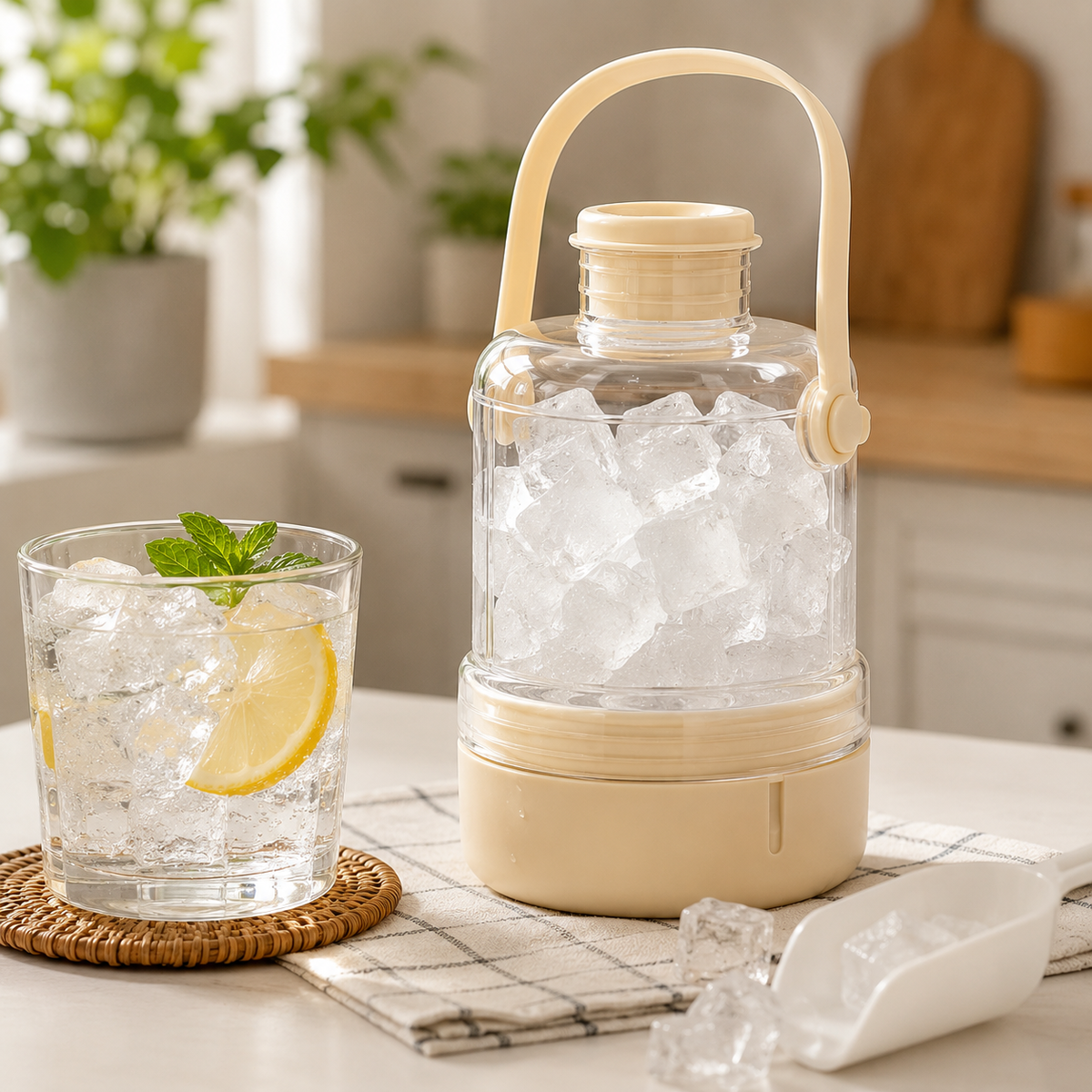Ice Maker Water Bottle – 2-in-1 Portable Water Bottle with Built-in Silicone Ice Cube Tray, Easy Press Ice Release for Cold Drinks, Gym, Travel and Outdoor Use