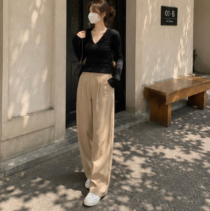 Women’s Knitted Long Sleeve Shirt – Casual Fashion Sweater Top with Modern Minimalist Design for Everyday Spring Style