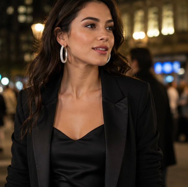 Luxury Circle Hoop Earrings - Sparkling Statement Jewelry with Fashion Forward Design for Elegant Parties and Special Occasions