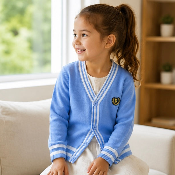 Kids Striped Knit Cardigan - Cotton V-Neck Sweater Coat for Boys and Teenagers, Preppy Style Everyday Outerwear