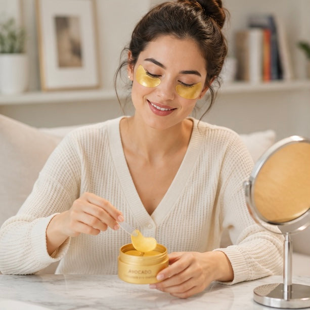 Avocado Collagen Eye Patches - Moisturizing Under Eye Masks for Dark Circles, Puffiness Reduction and Firming Skin Care