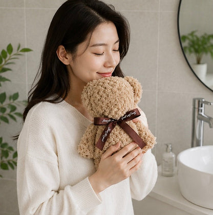 Cute Bear Plush Towel Set - Soft Cartoon Souvenir Gift Towels for Weddings, Birthdays, Party Favors and Kids Gifts