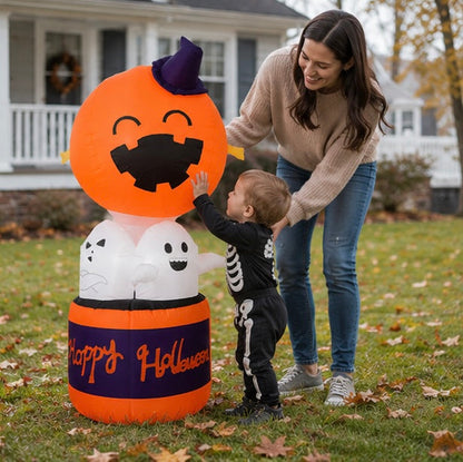 Halloween Inflatable Pumpkin Balloon - LED Devil Hot Air Decoration for Indoor Outdoor Yard and Party Displays