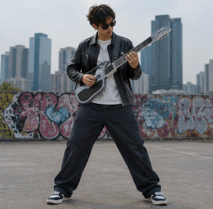 Foldable Stringless Electric Guitar - Portable Auto Chord Musical Instrument for Beginners, Students and Creative Practice