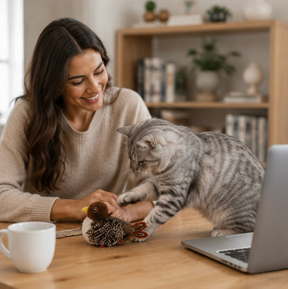 Interactive Electronic Cat Bird Toy – Automatic Chirping Feather Teaser for Indoor Cats Exercise and Mental Stimulation