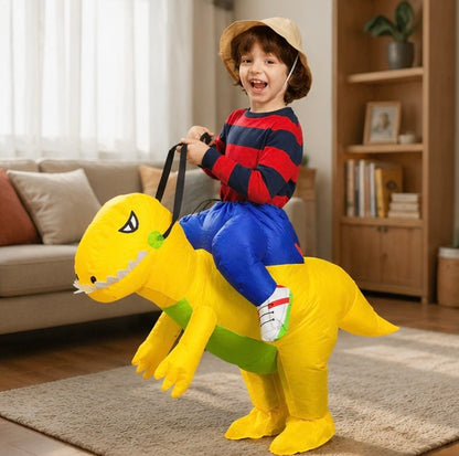 Inflatable Dinosaur Costume Set - Funny Halloween Cosplay Outfit for Adults and Kids Party Entertainment and Roleplay