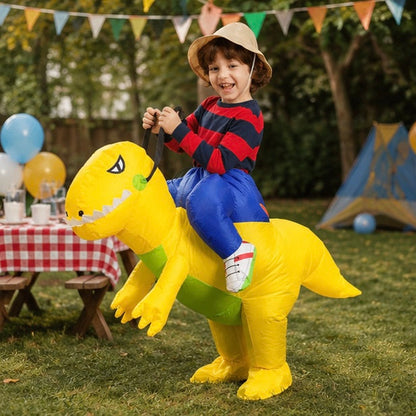 Inflatable Dinosaur Costume Set - Funny Halloween Cosplay Outfit for Adults and Kids Party Entertainment and Roleplay