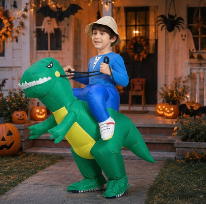 Inflatable Dinosaur Costume Set - Funny Halloween Cosplay Outfit for Adults and Kids Party Entertainment and Roleplay