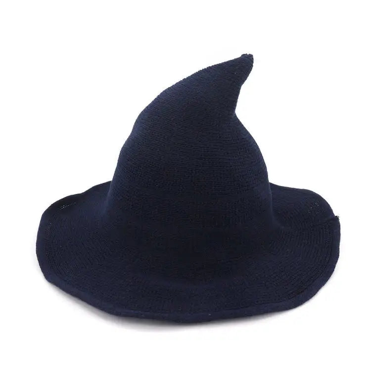 Vintage Witch Hat Costume - Wool Knit Halloween Cosplay Hat for Masquerades, Parties and Festive Seasonal Styling