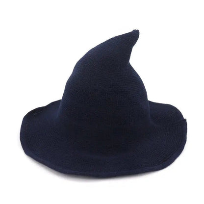 Vintage Witch Hat Costume - Wool Knit Halloween Cosplay Hat for Masquerades, Parties and Festive Seasonal Styling