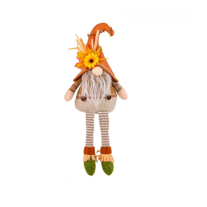 Harvest Goblin Scarecrow Ornament - Maple Leaf Straw Hat Thanksgiving Decoration for Autumn Displays and Festive Home Styling