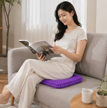 Cool Gel Car Seat Cushion - Breathable Honeycomb Cooling Pad for Car Seats, Office Chairs and Long Sitting Comfort