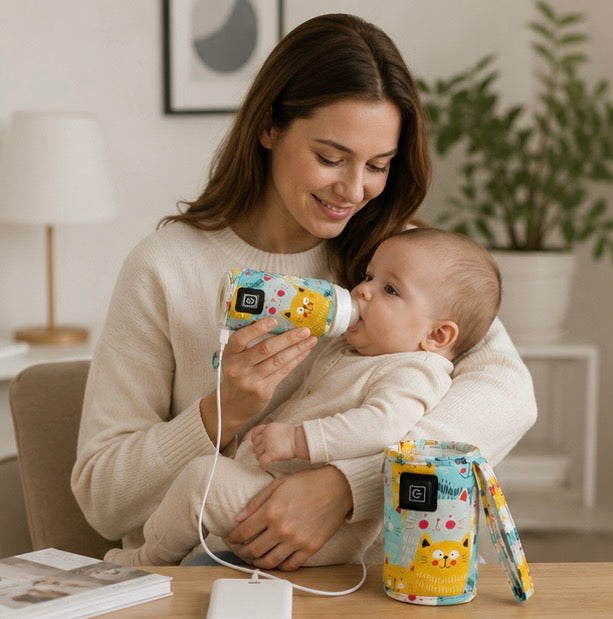 USB Baby Bottle Warmer - Portable Travel Nursing Bottle Heater with Insulated Bag for Strollers, Outdoor Feeding and Winter Use