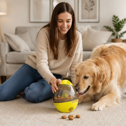 Interactive Dog Treat Ball - Slow Feeder Tumbler Puzzle Toy for Mental Stimulation, Enrichment and Healthy Pet Feeding