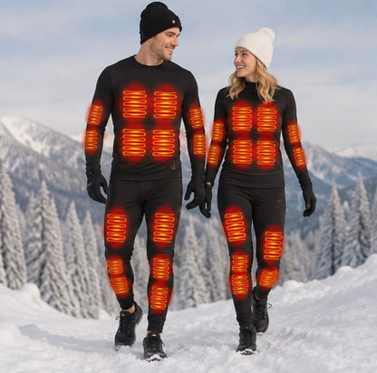 USB Heated Thermal Underwear Set - Self Heating Winter Base Layer for Skiing, Outdoor Sports and Cold Weather