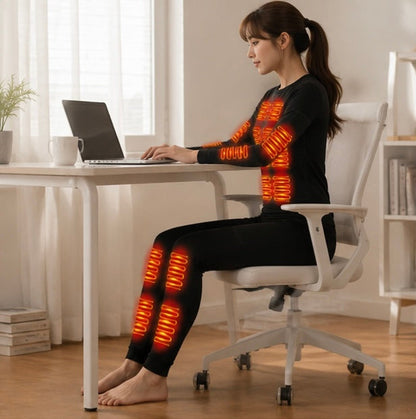 USB Heated Thermal Underwear Set - Self Heating Winter Base Layer for Skiing, Outdoor Sports and Cold Weather