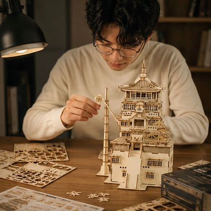 Wooden Puzzle Model - 3D Creative Assembly Ornament with Interactive Stacking Design for Home Decoration
