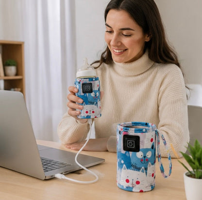 USB Baby Bottle Warmer - Portable Travel Nursing Bottle Heater with Insulated Bag for Strollers, Outdoor Feeding and Winter Use