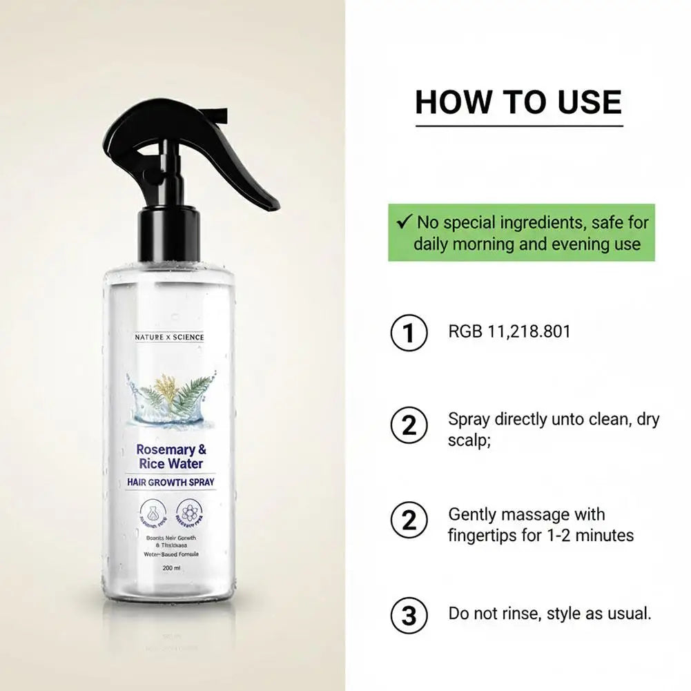 Rosemary & Rice Water Hair Growth Spray | 100% Natural Hair Growth Spray