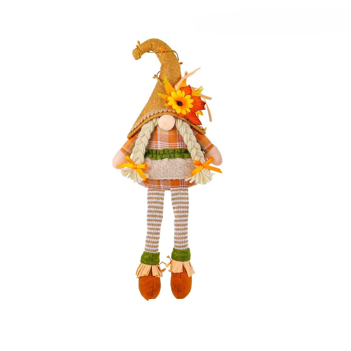 Harvest Goblin Scarecrow Ornament - Maple Leaf Straw Hat Thanksgiving Decoration for Autumn Displays and Festive Home Styling