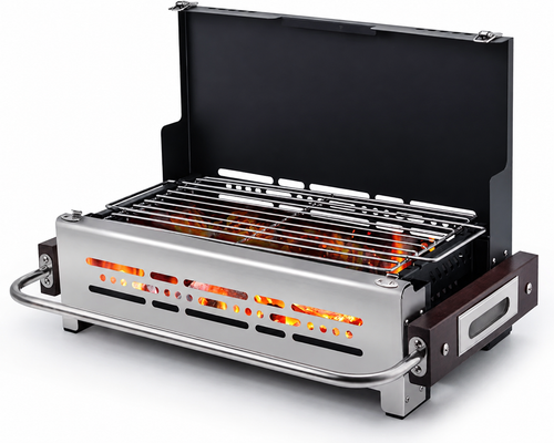 Portable Foldable Charcoal Camping Grill – Tabletop BBQ with Ventilation System for Picnics, Backyard Barbecues and Outdoor Cooking