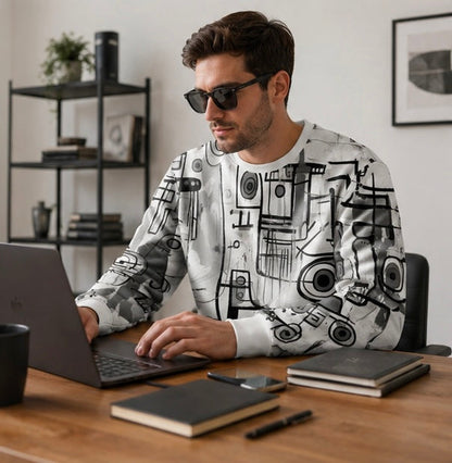 Men's Graphic Sweatshirt - Fashion Graffiti Crewneck Pullover for Casual Streetwear, Holidays and Everyday Style