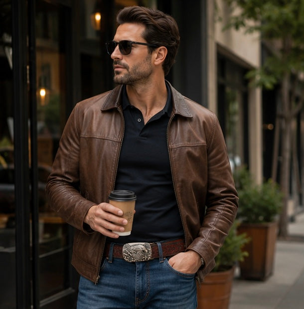 Genuine Leather Men's Belt - Automatic Buckle Cowhide Waist Strap for Business Wear, Jeans and Formal Occasions