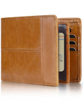 Genuine Leather RFID Blocking Wallet for Men 15 Card Bifold Zipper