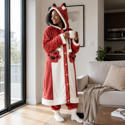 Women's Kigurumi Pajama Robe - Cartoon Animal Sleepwear for Cozy Winter Nights and Fun Lounging