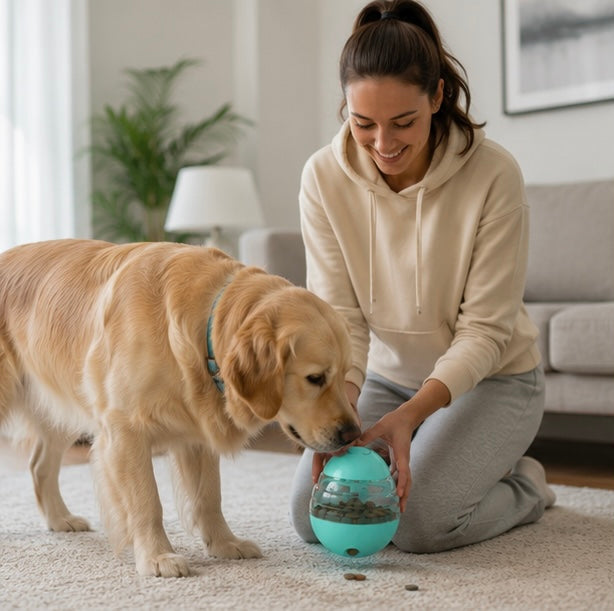 Interactive Dog Treat Ball - Slow Feeder Tumbler Puzzle Toy for Mental Stimulation, Enrichment and Healthy Pet Feeding