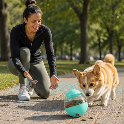 Interactive Dog Treat Ball - Slow Feeder Tumbler Puzzle Toy for Mental Stimulation, Enrichment and Healthy Pet Feeding