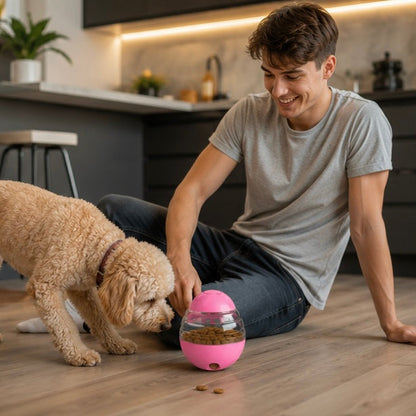 Interactive Dog Treat Ball - Slow Feeder Tumbler Puzzle Toy for Mental Stimulation, Enrichment and Healthy Pet Feeding