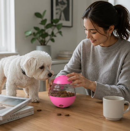 Interactive Dog Treat Ball - Slow Feeder Tumbler Puzzle Toy for Mental Stimulation, Enrichment and Healthy Pet Feeding