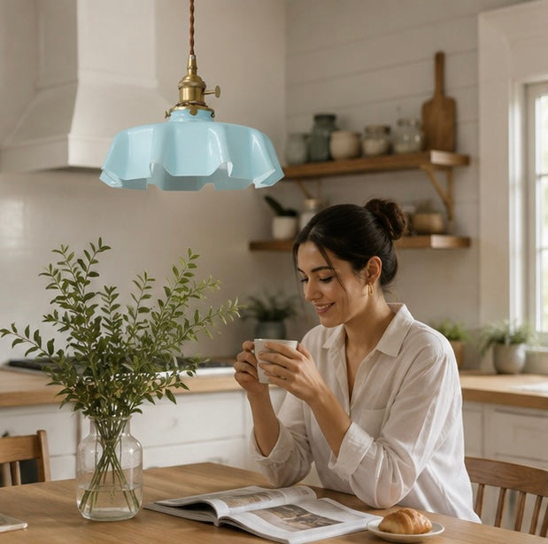 Nordic Glass Pendant Light – Minimalist Flower Ceiling Lamp for Cafes, Restaurants, Kitchens and Modern Home Decor