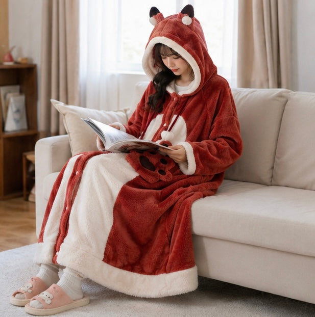 Women's Kigurumi Pajama Robe - Cartoon Animal Sleepwear for Cozy Winter Nights and Fun Lounging