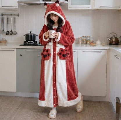 Women's Kigurumi Pajama Robe - Cartoon Animal Sleepwear for Cozy Winter Nights and Fun Lounging