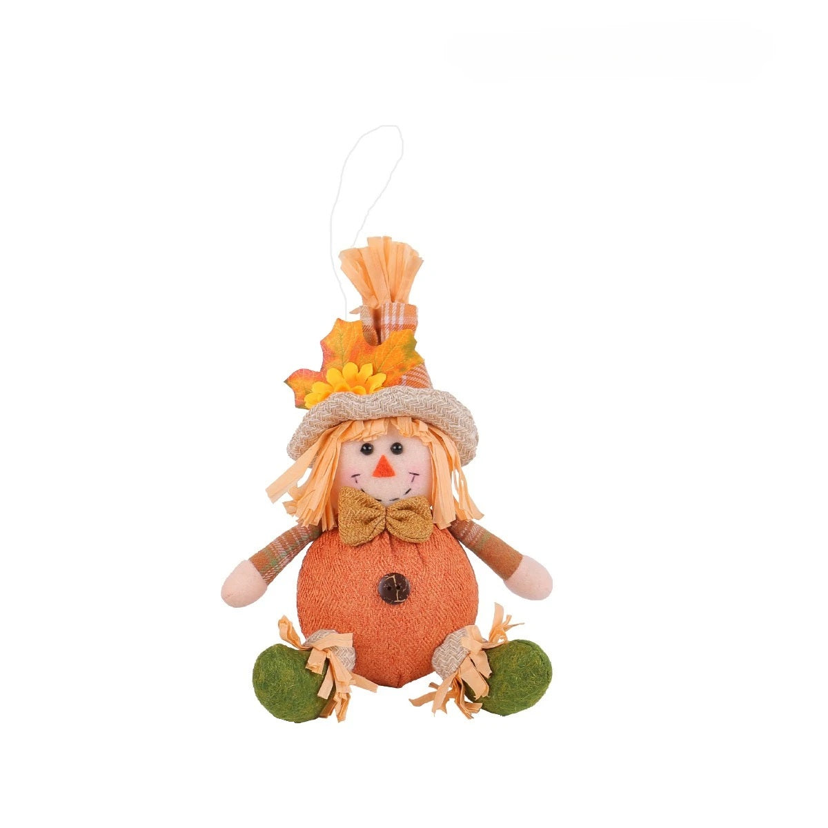 Harvest Goblin Scarecrow Ornament - Maple Leaf Straw Hat Thanksgiving Decoration for Autumn Displays and Festive Home Styling