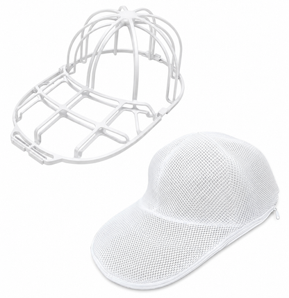 Baseball Cap Washer Cage - Rigid Hat Frame plus Mesh Wash Bag, Holds a Cap's Shape in the Washing Machine or Dishwasher