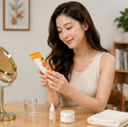 Vitamin C Facial Cleanser - Deep Cleansing Face Wash Foam for Moisturizing, Brightening and Blackhead Removal Skin Care