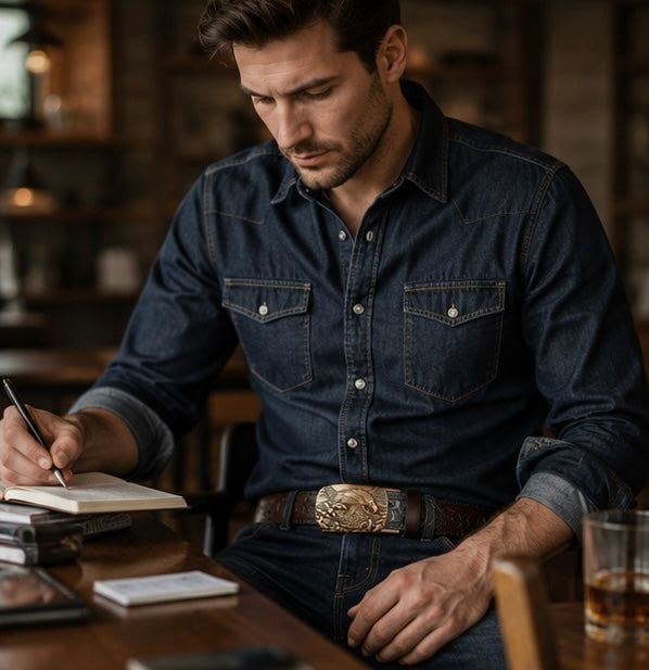 Genuine Leather Men's Belt - Automatic Buckle Cowhide Waist Strap for Business Wear, Jeans and Formal Occasions
