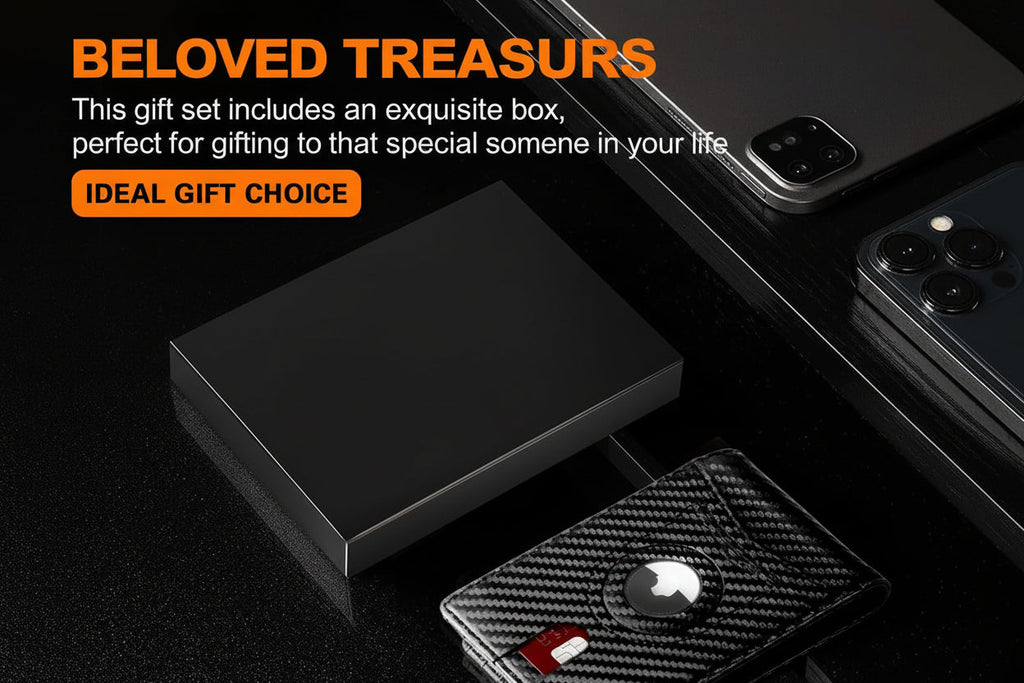 Slim AirTag Wallet for Men RFID Blocking Carbon Fiber Bifold
