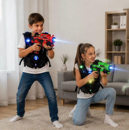 Interactive Infrared Laser Tag Set - Battle Game with Electronic Blasters for Kids Group Play and Family Fun
