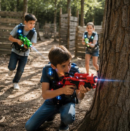 Interactive Infrared Laser Tag Set - Battle Game with Electronic Blasters for Kids Group Play and Family Fun