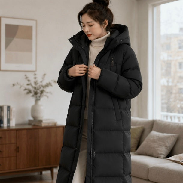 Semir Long Down Jacket - Waterproof Hooded Winter Coat for Women with Loose Fit Design, Warm Fashion Outerwear for 2025