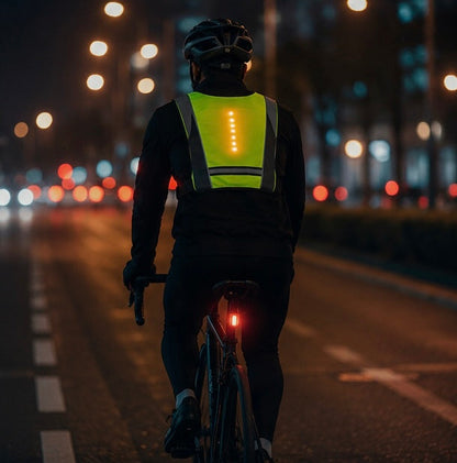 LED Reflective Cycling Vest – Safety Turn Signal Backpack Vest for Night Riding, Hiking and Outdoor Visibility