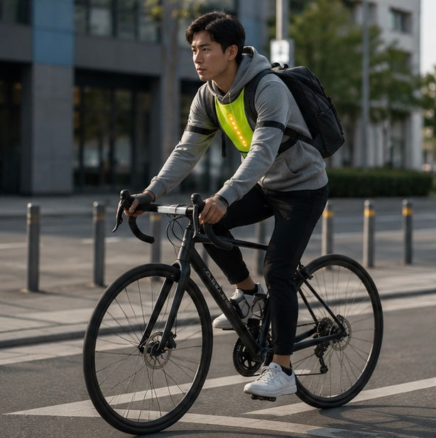 LED Reflective Cycling Vest – Safety Turn Signal Backpack Vest for Night Riding, Hiking and Outdoor Visibility